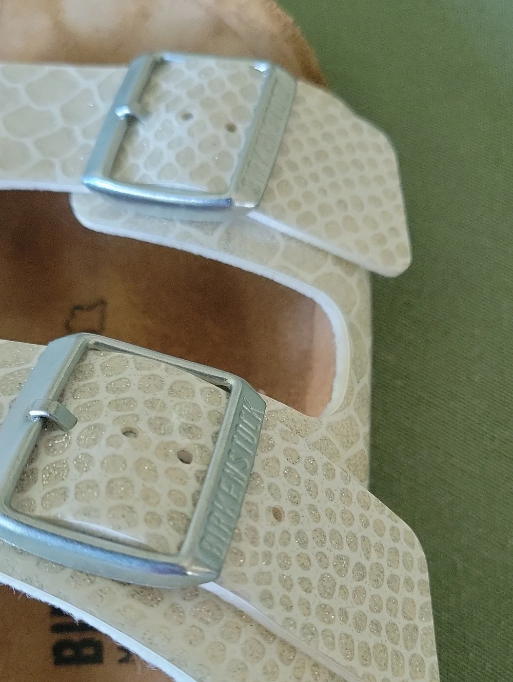 Sparkly Magic Snake Arizona Double Strap Sandals with Silver Buckles SZ 11 M
